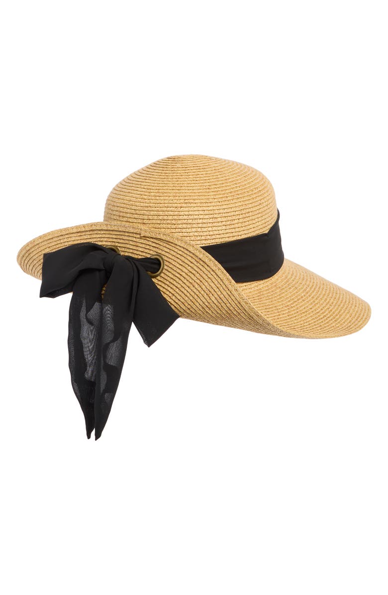 Nine West Classic Flip Up Bow Floppy Hat, Alternate, color,