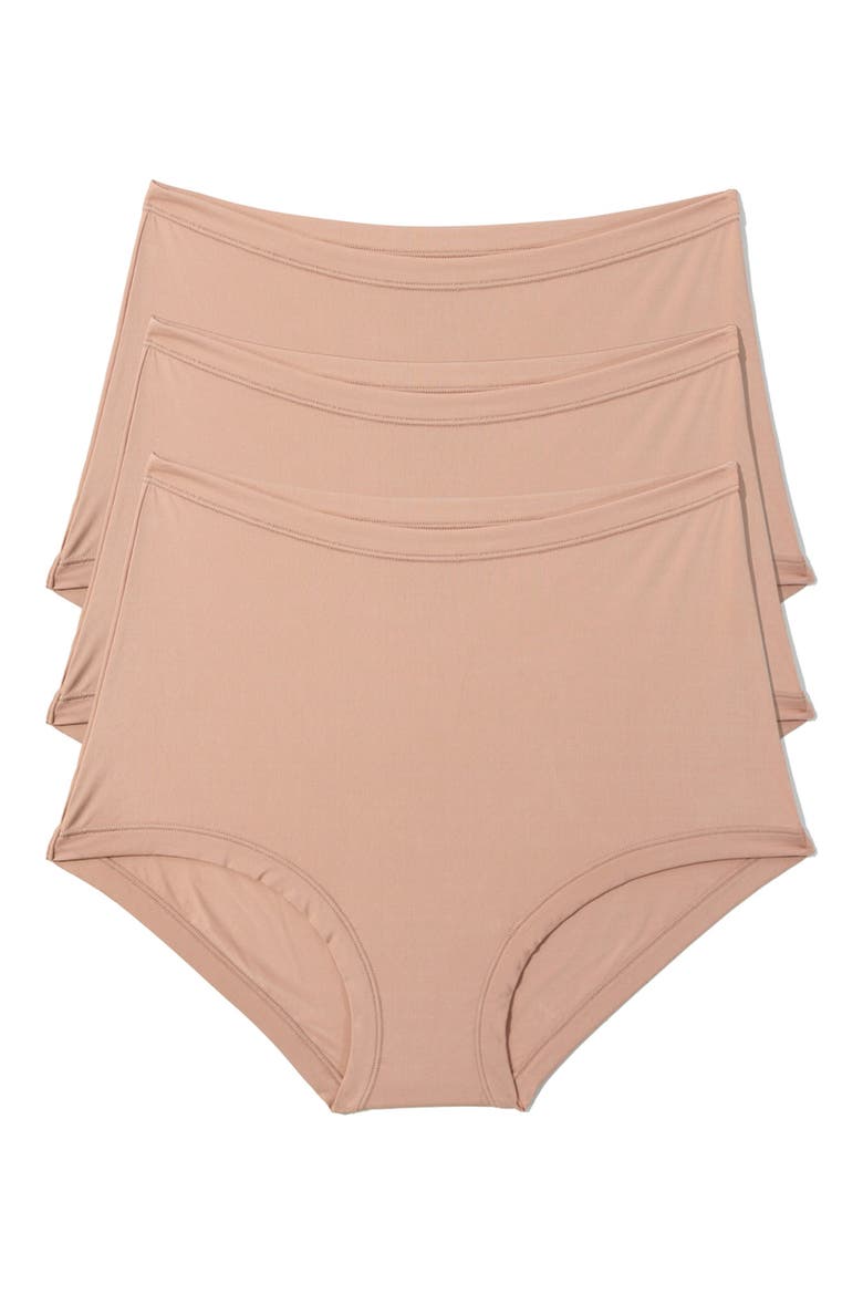 YourFit™ Assorted 3-Pack High Waist Briefs, Main, color, ALMOND MILK BROWN