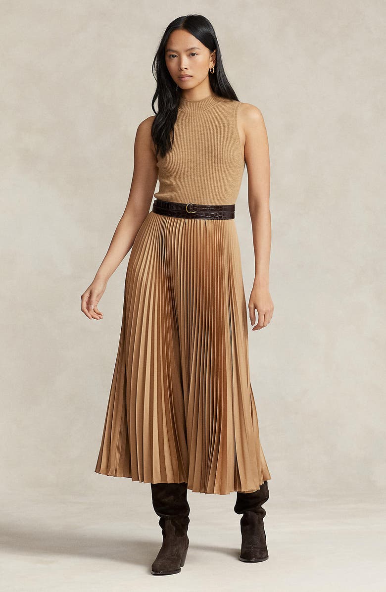 Polo Ralph Lauren Wynna Mixed Media Midi Dress, Alternate, color,