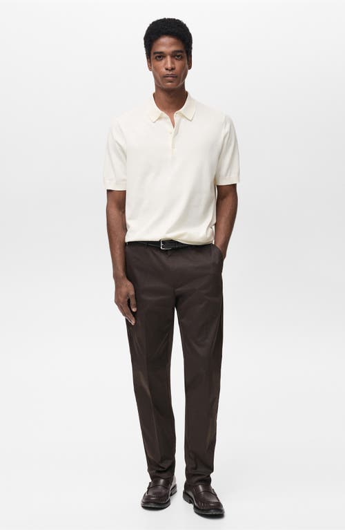 Mango Jersey Revere Collar Polo In Off White