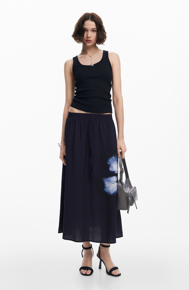 Desigual Shantou Floral Print A-Line Skirt, Alternate, color, 