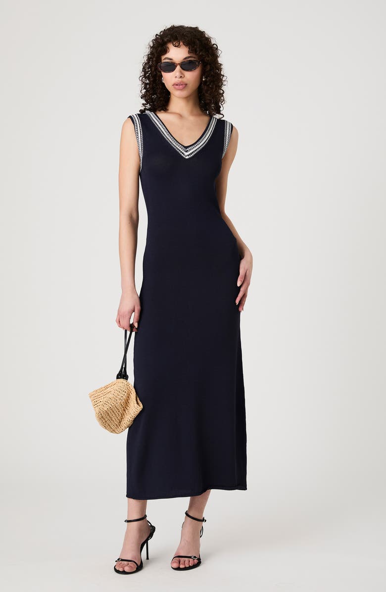 French Connection Sage Sleeveless Maxi Sweater Dress, Alternate, color, Navy-Summer White