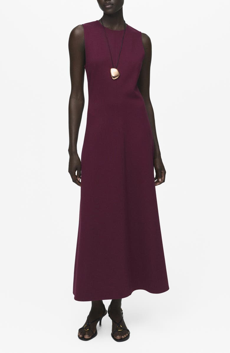 MANGO Sleeveless Flared Dress, Main, color, Burgundy