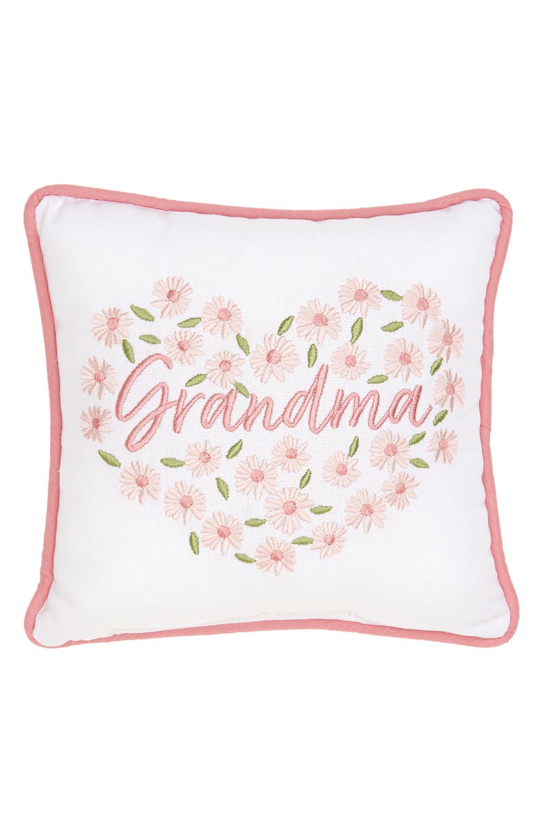 C&F Home Grandma Floral Heart Embroidered Accent Pillow, Main, color, Pink