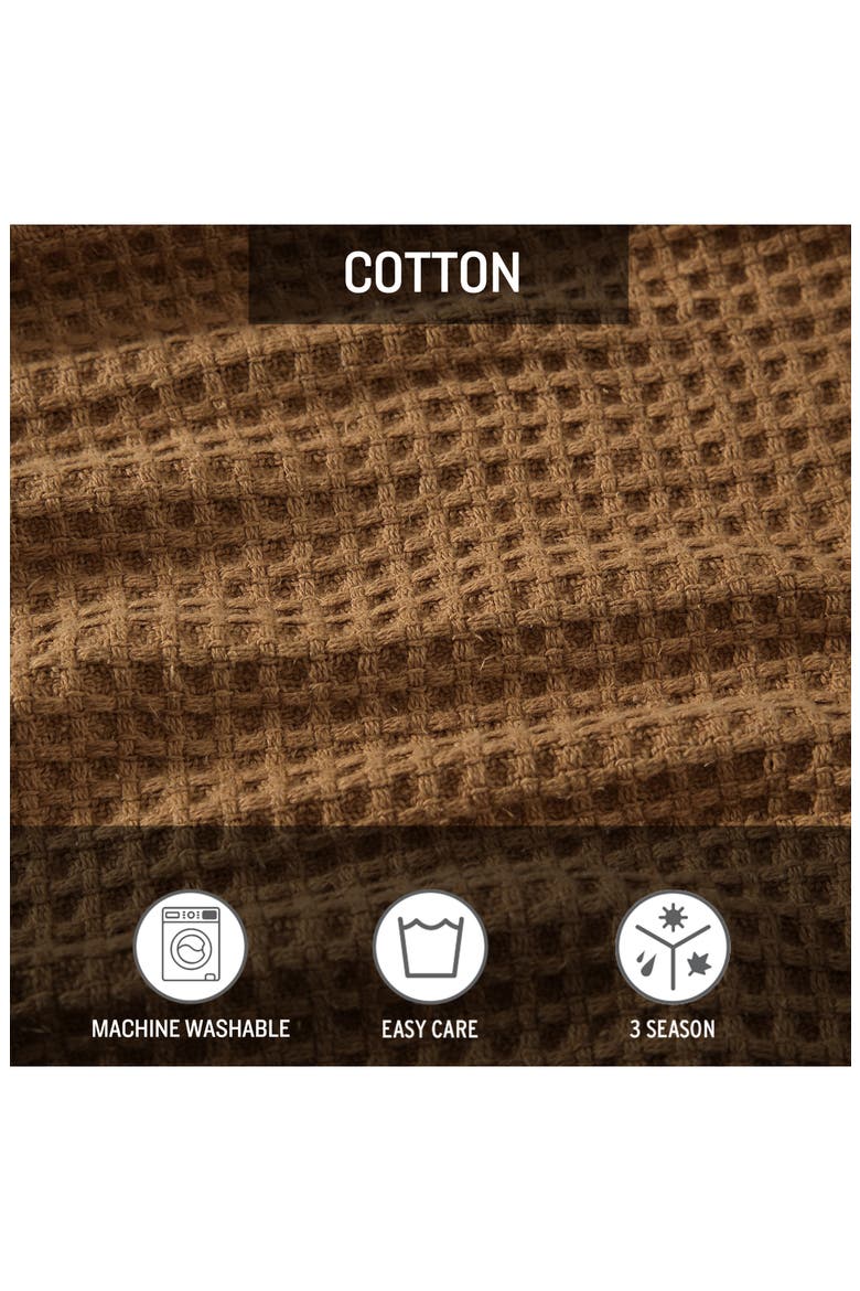 Waffle Knit Throw Blanket, Alternate, color, MEDIUM BROWN