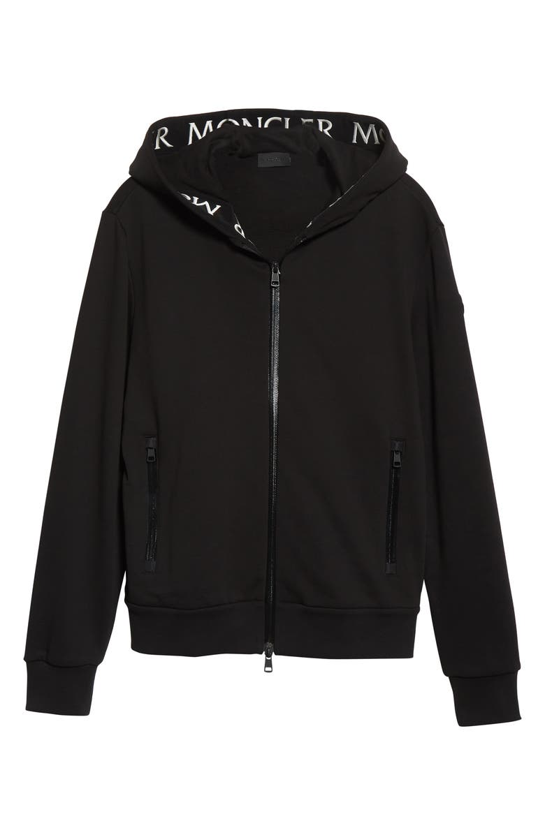 Moncler Logo Tape Cotton Zip Hoodie, Alternate, color,