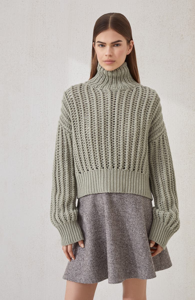 Brunello Cucinelli Cashmere Feather yarn sweater, Alternate, color, Green