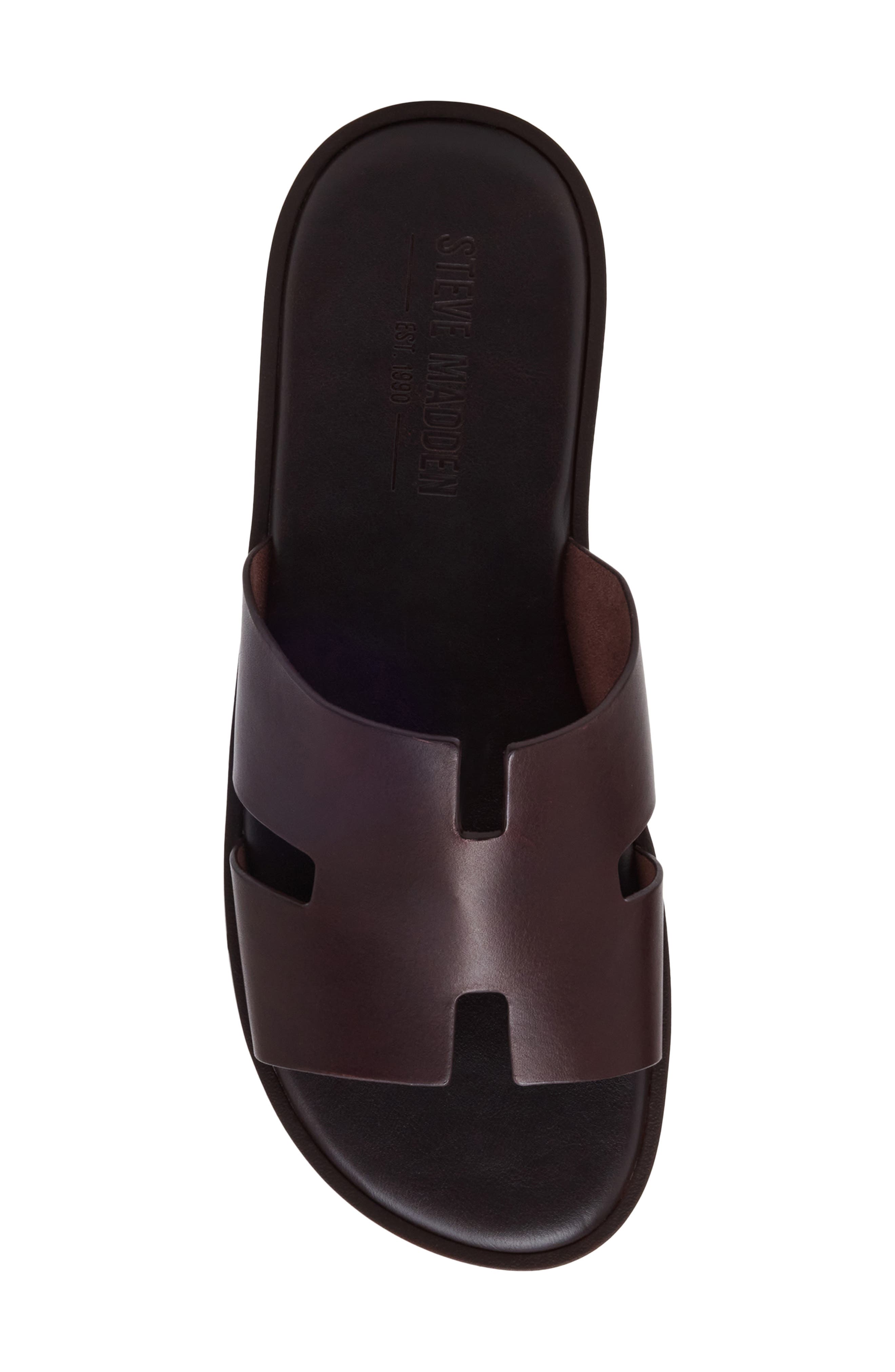 Levvy Slide Sandal, Alternate, color, BROWN LEATHER