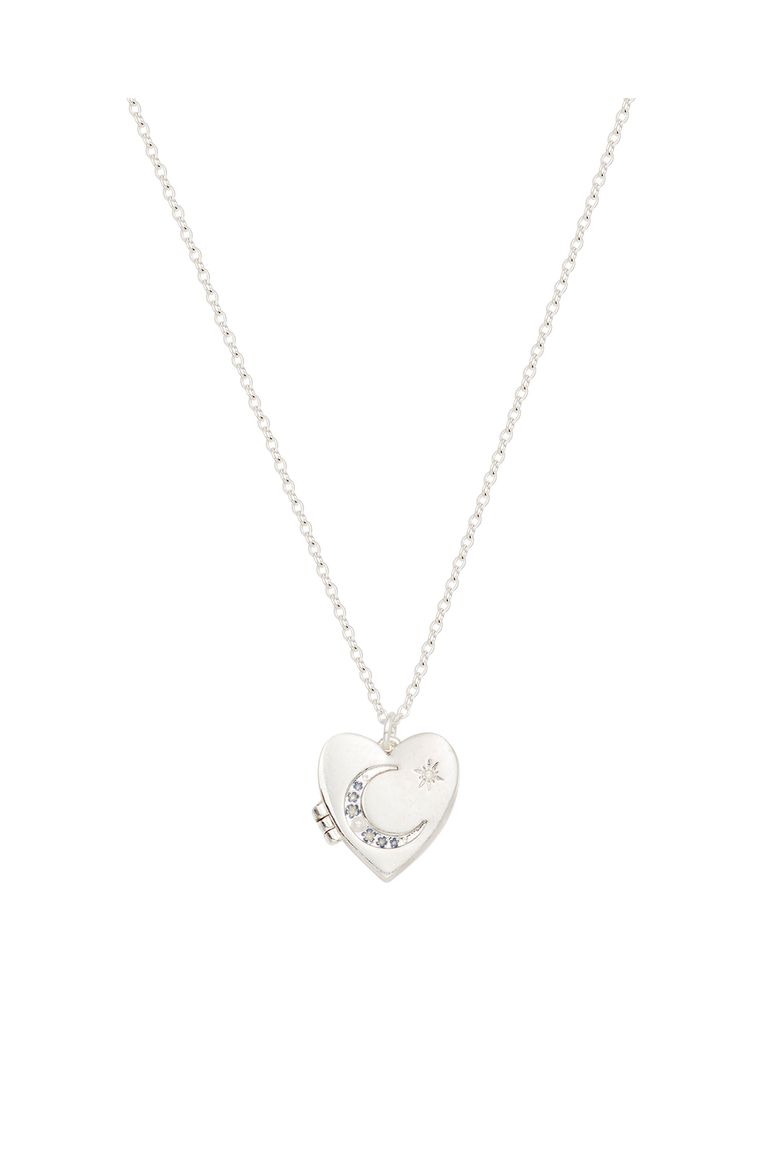 Selene Moon & Periwinkle Locket Necklace, Alternate, color, Silver