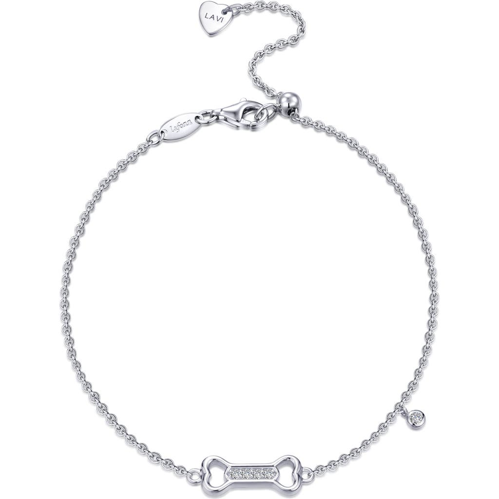 Lafonn Simulated Diamond Dog Bone Charm Bracelet In White