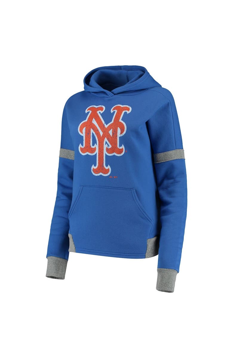 Majestic Threads Women's Majestic Threads Royal/Gray New York Mets Iconic Fleece Pullover Hoodie, Alternate, color,