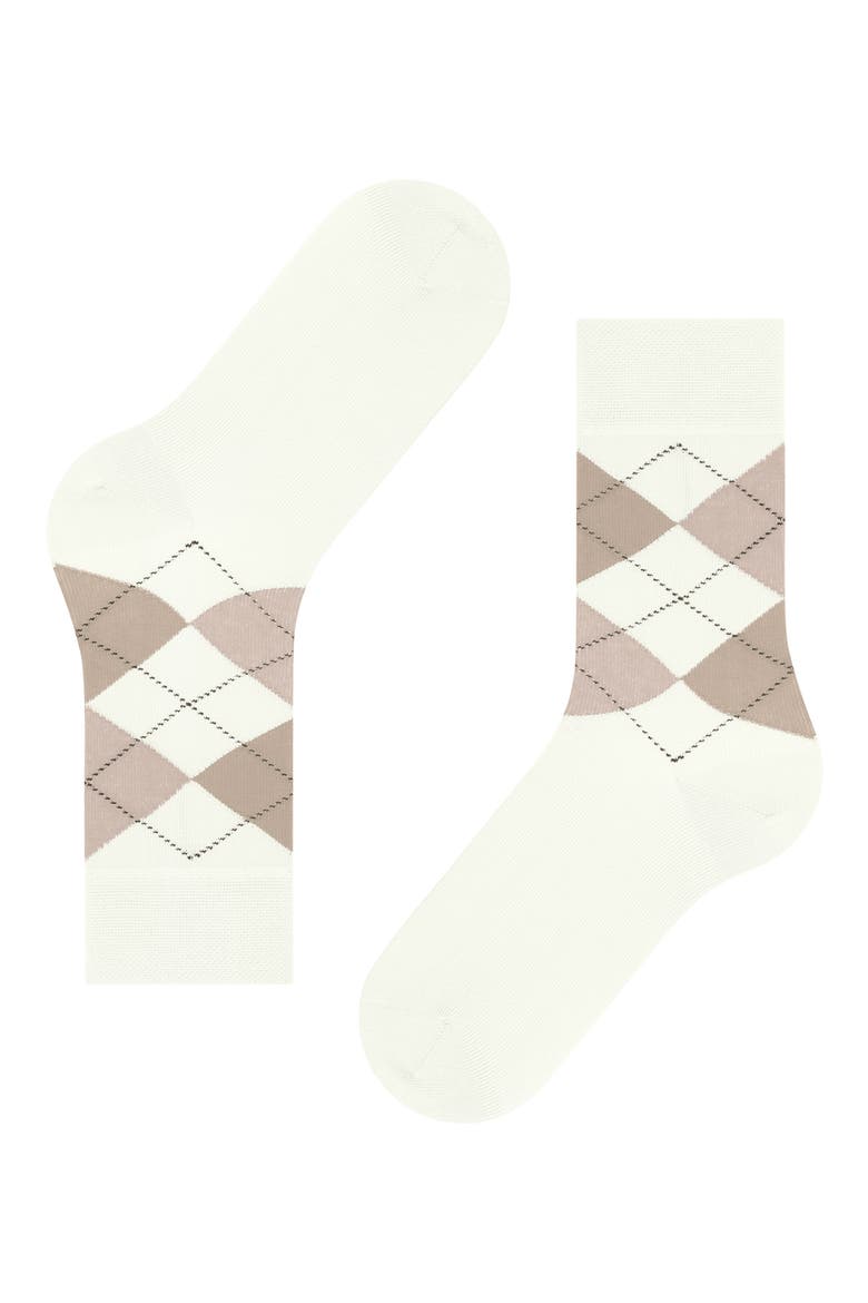 Argyle Organic Cotton Blend Crew Socks, Main, color, OFF-WHITE