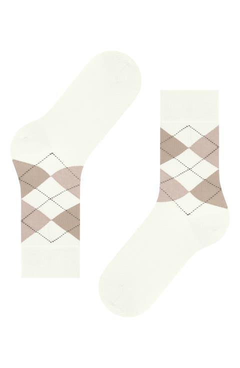 Argyle Organic Cotton Blend Crew Socks
