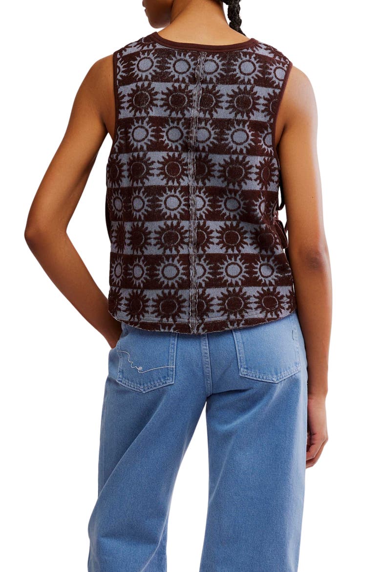 Textured Cotton Terry Side Tie Top, Alternate, color, BLUE COMBO