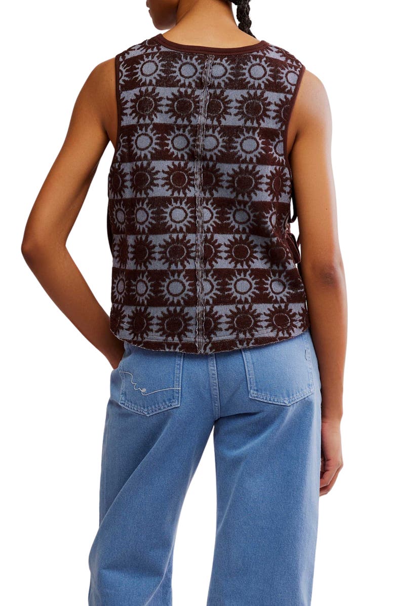 Free People Textured Cotton Terry Side Tie Top, Alternate, color, Blue Combo