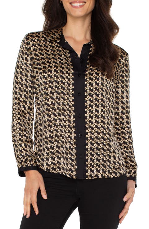 Abstract Print Button-Up Shirt