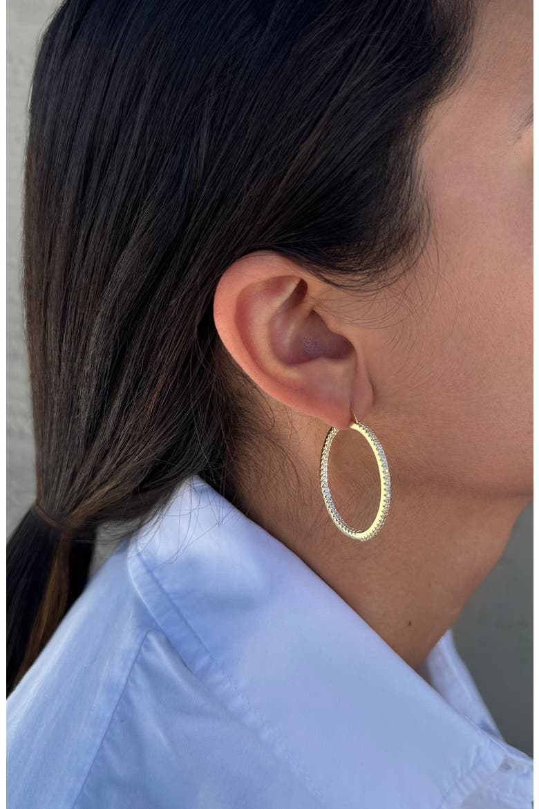 Pavé CZ Infinity Hoop Earrings, Alternate, color, GOLD