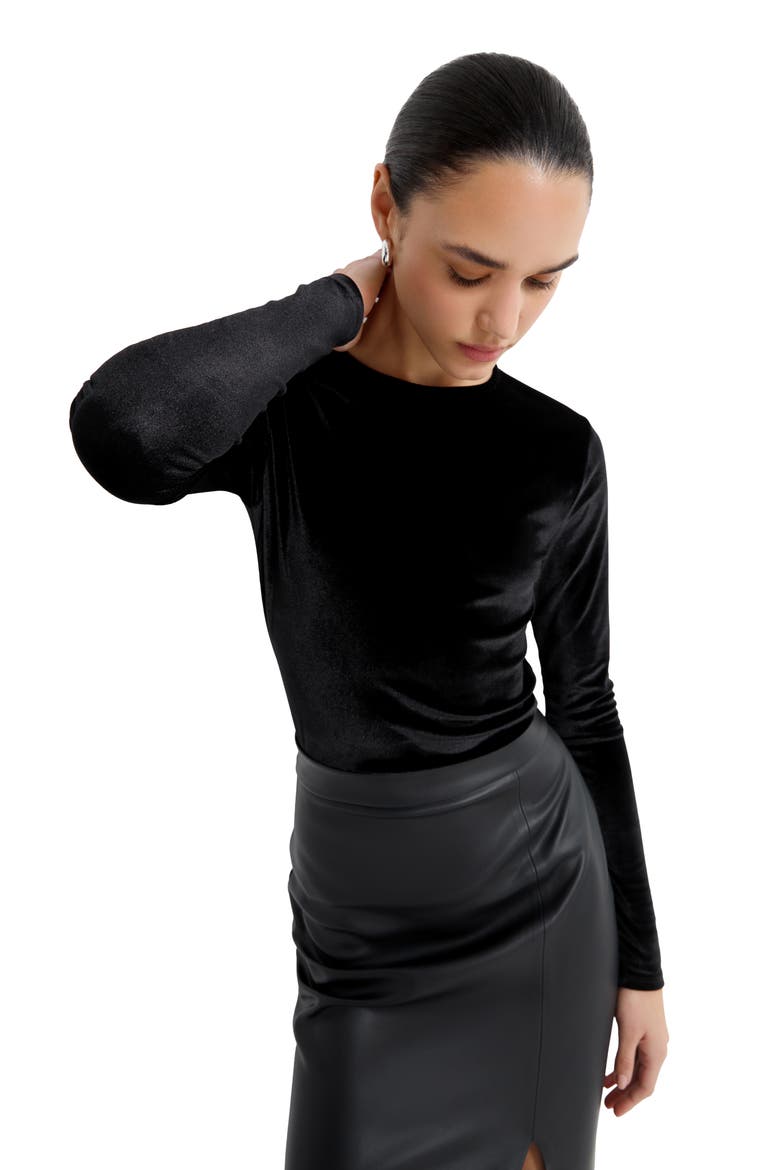 Ansley Velvet Top, Alternate, color, BLACK