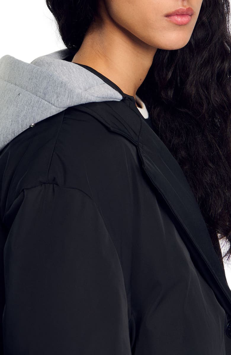 SANDRO Coat with contrasting hood, Alternate, color, 