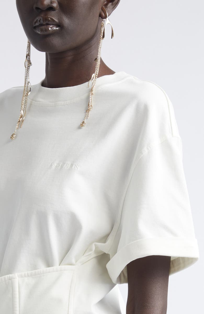 McQueen Cotton Jersey Corset T-Shirt, Alternate, color, Light Ivory