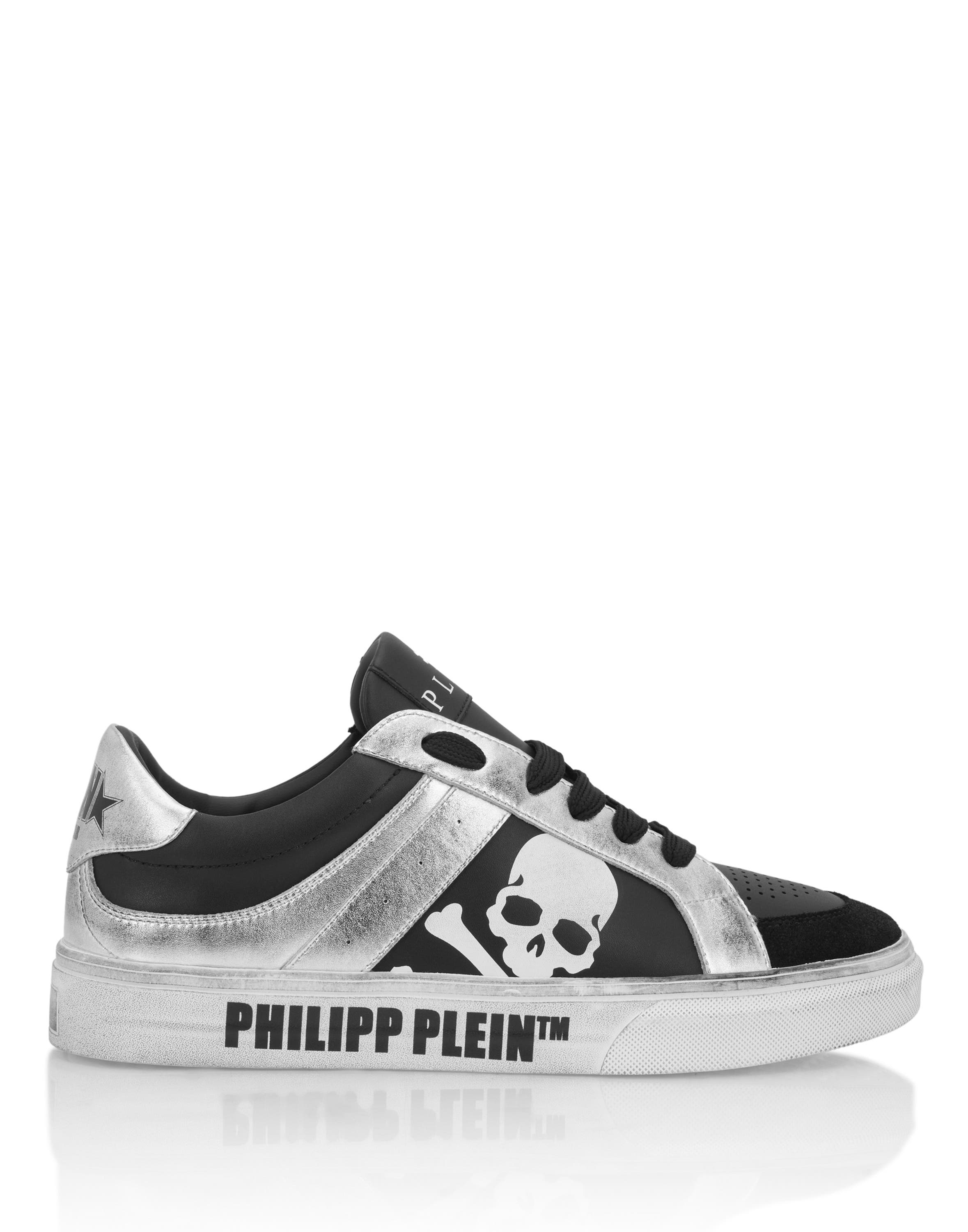 Low-Top Leather Sneakers Retrokickz Tm Unisex, Alternate, color, black/silver