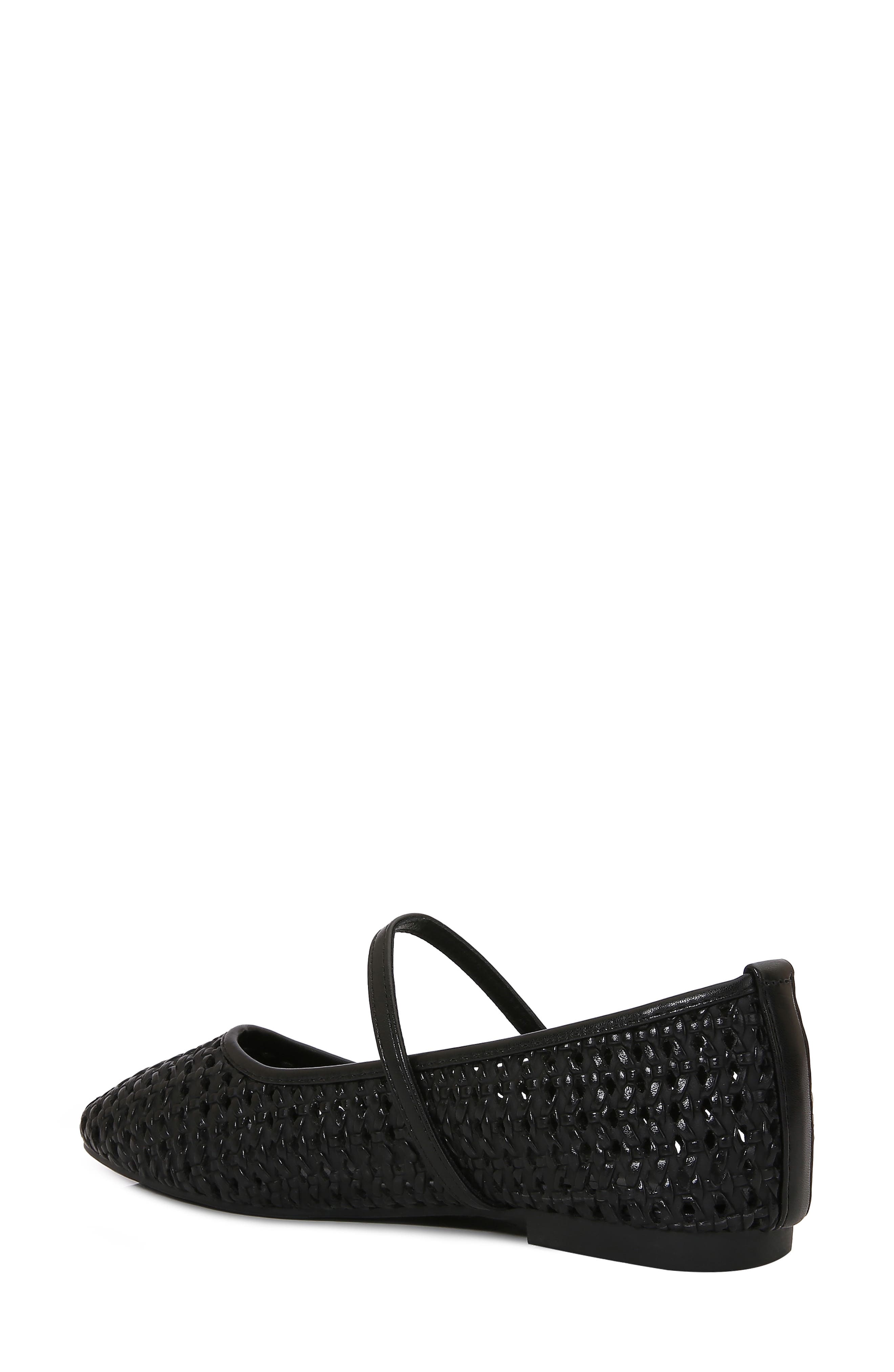 Veera Woven Faux Leather Mary Jane Flat, Alternate, color, BLACK