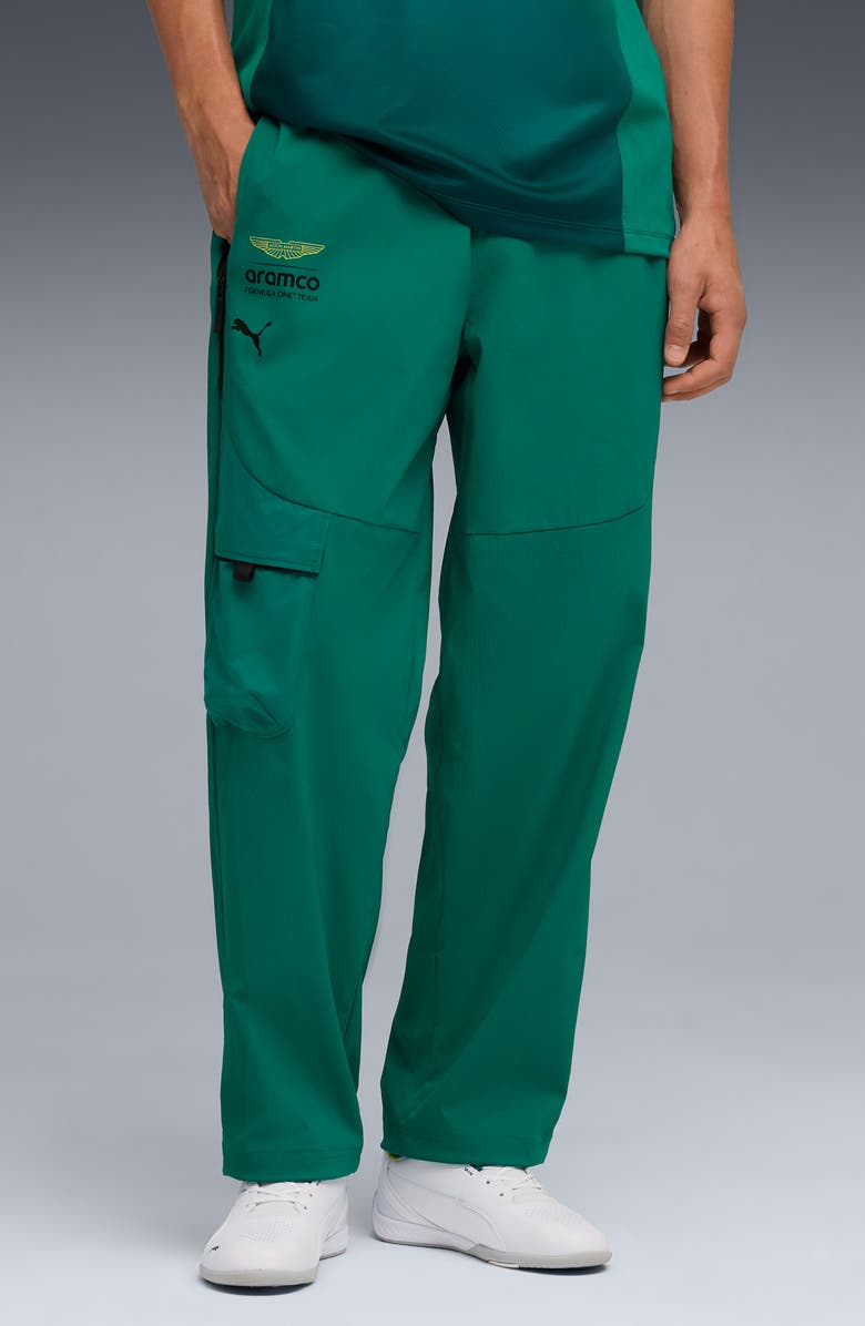 PUMA x AMF1 PUMATECH Water Repellent Stretch Nylon Cargo Pants, Main, color, Green Lux