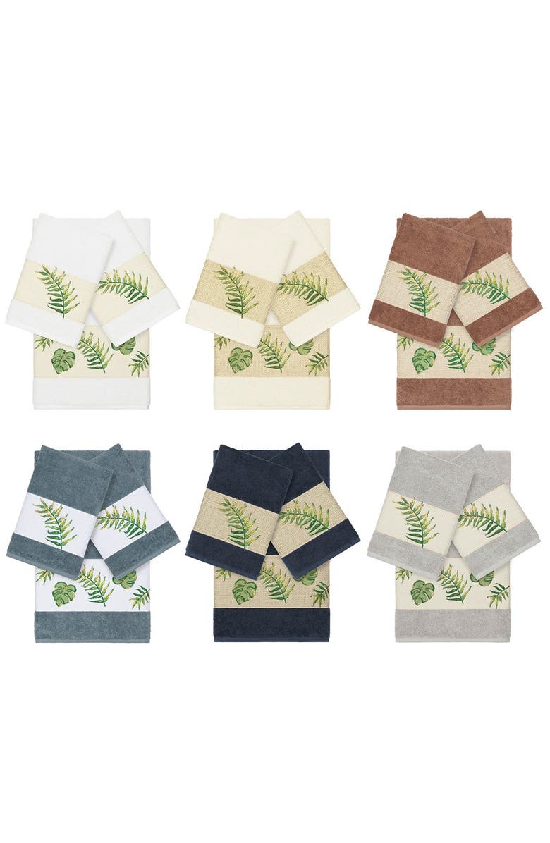 Linum Home Textiles Zoe 3-Piece Embellished Towel - White, Alternate, color, White