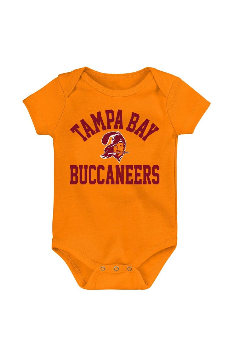 Outerstuff Newborn & Infant Red/Orange/Heather Gray Tampa Bay Buccaneers Three-Pack Eat, Sleep & Drool Retro Bodysuit Set, Alternate, color, 
