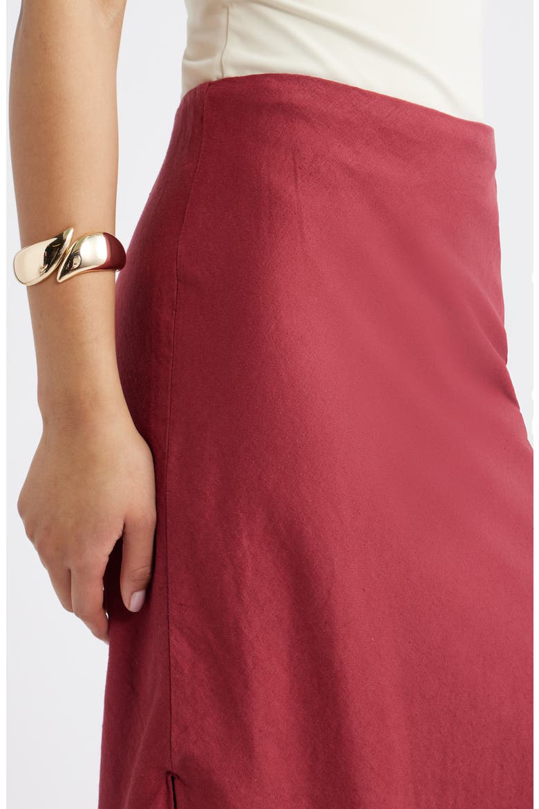 Linen Blend Column Maxi Skirt, Alternate, color, RED RUBY