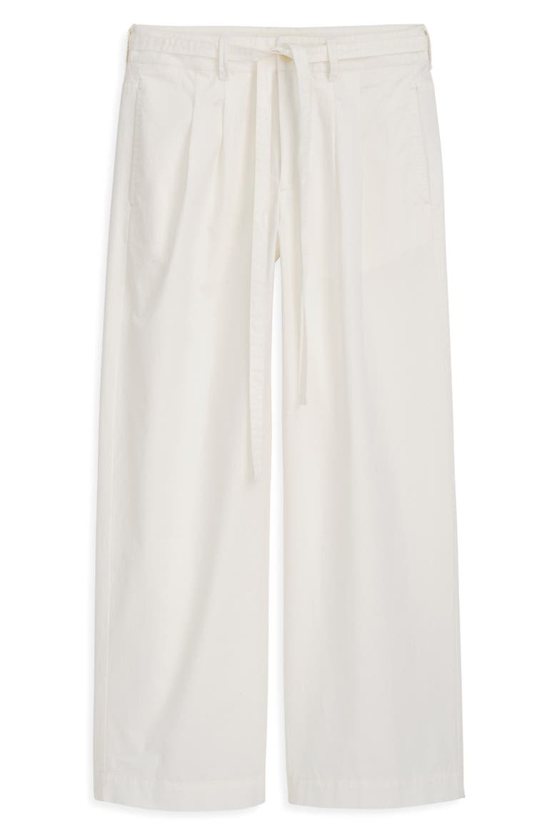 Ina Pleat Cotton Twill Drawstrings Pants, Alternate, color, WHITE