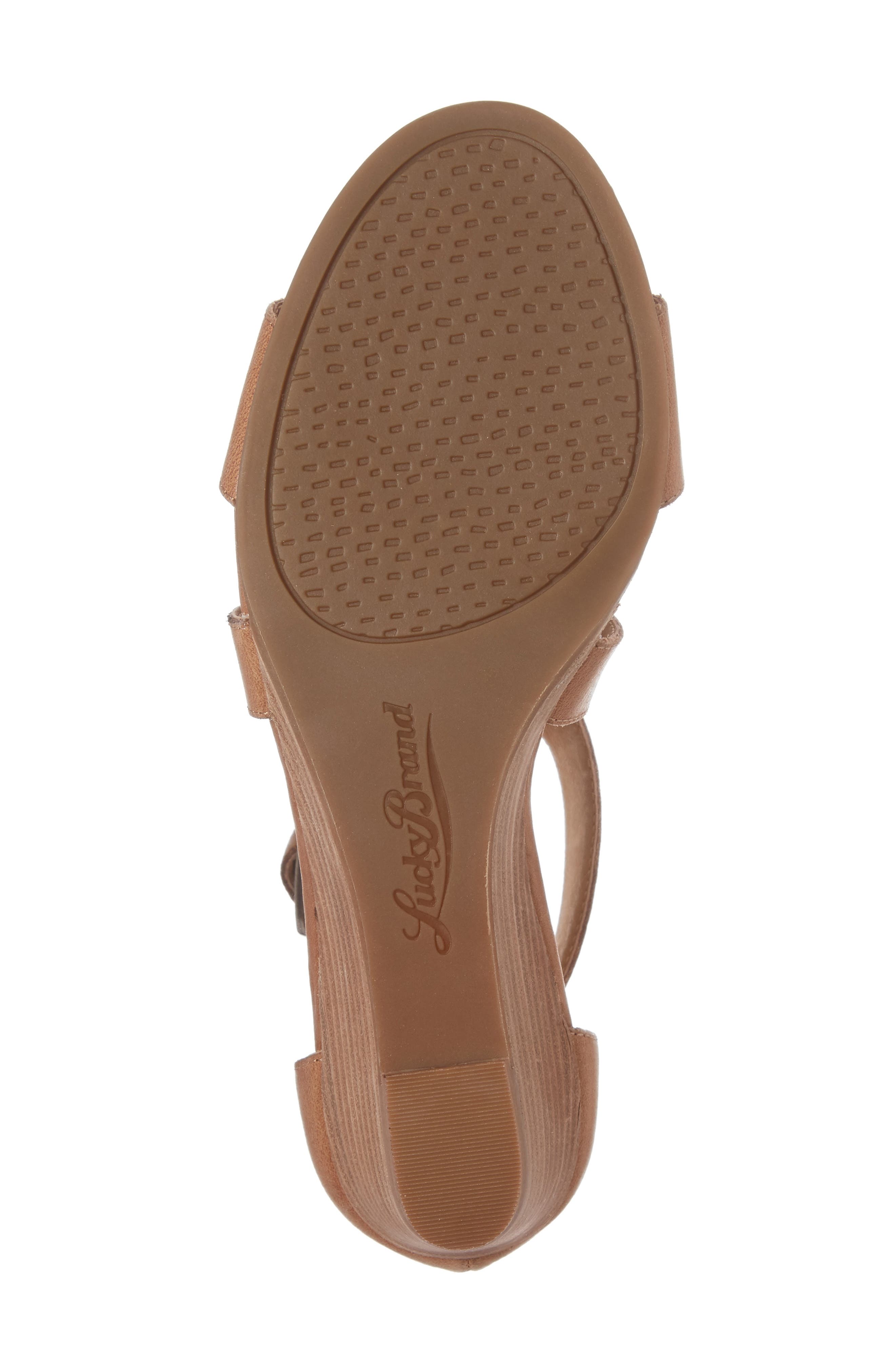 Jenley Wedge Sandal, Alternate, color, DARK CAMEL LEATHER