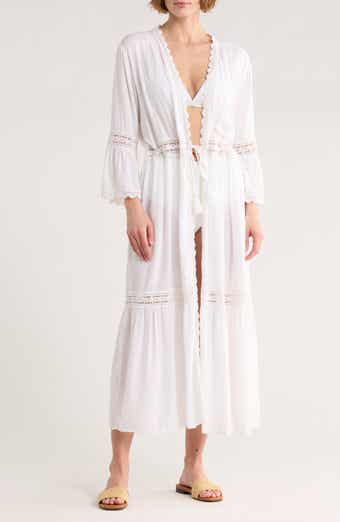 BOHO ME Open Front Lace Inset Cover Up