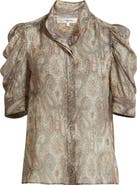 FRAME The Gillian Paisley Puff Sleeve Silk Shirt