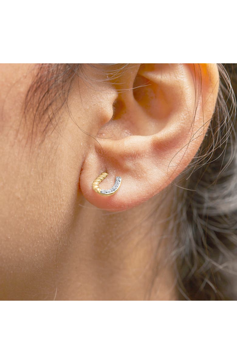 Haus of Brilliance 10K Yellow Gold 1/10 Ct Braided Horseshoe Stud Earrings, Alternate, color, Yellow