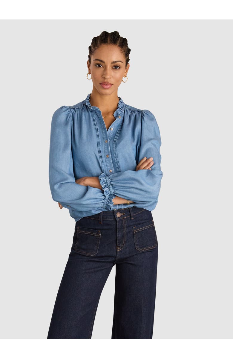 Baukjen Zoe Frill Neck Blouse, Main, color, Mid Indigo