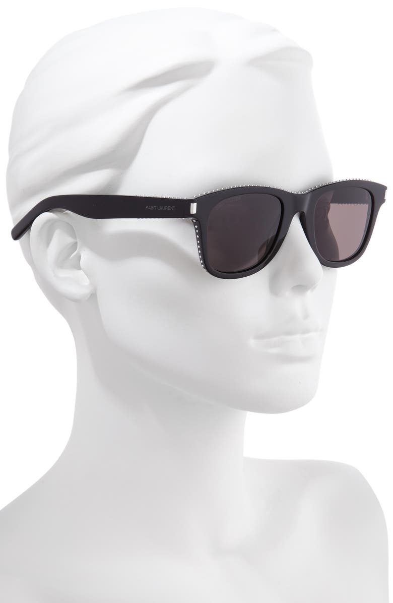 Saint Laurent 50mm Studded Square Sunglasses, Alternate, color,