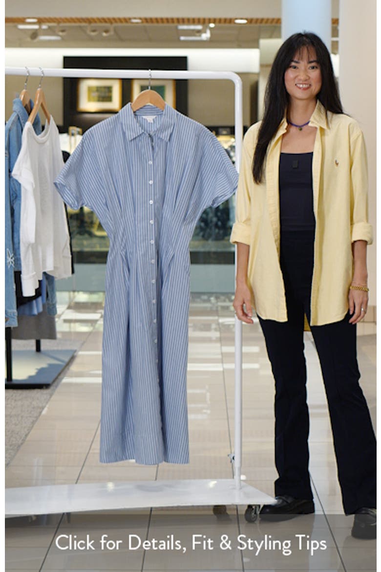 Stripe Pleated Dolman Sleeve Midi Shirtdress video
