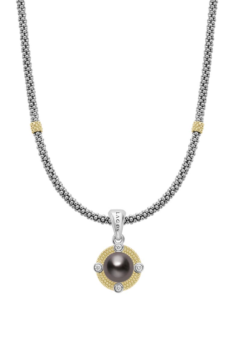 Luna Freshwater Pearl & Diamond Lux Pendant Necklace, Alternate, color, SILVER