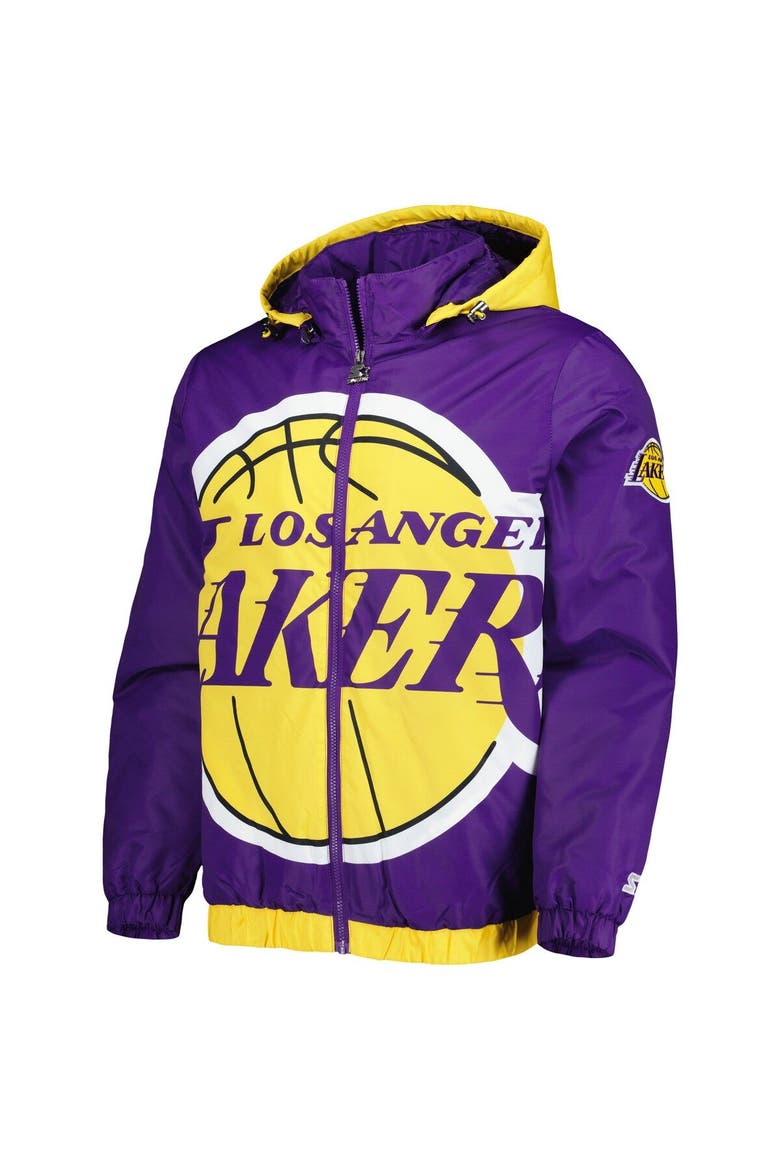 Men's Starter Purple Los Angeles Lakers The Triple Double Full-Zip Hoodie Jacket, Alternate, color, Purple