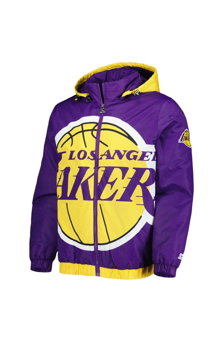STARTER Men's Starter Purple Los Angeles Lakers The Triple Double Full-Zip Hoodie Jacket, Alternate, color, Purple