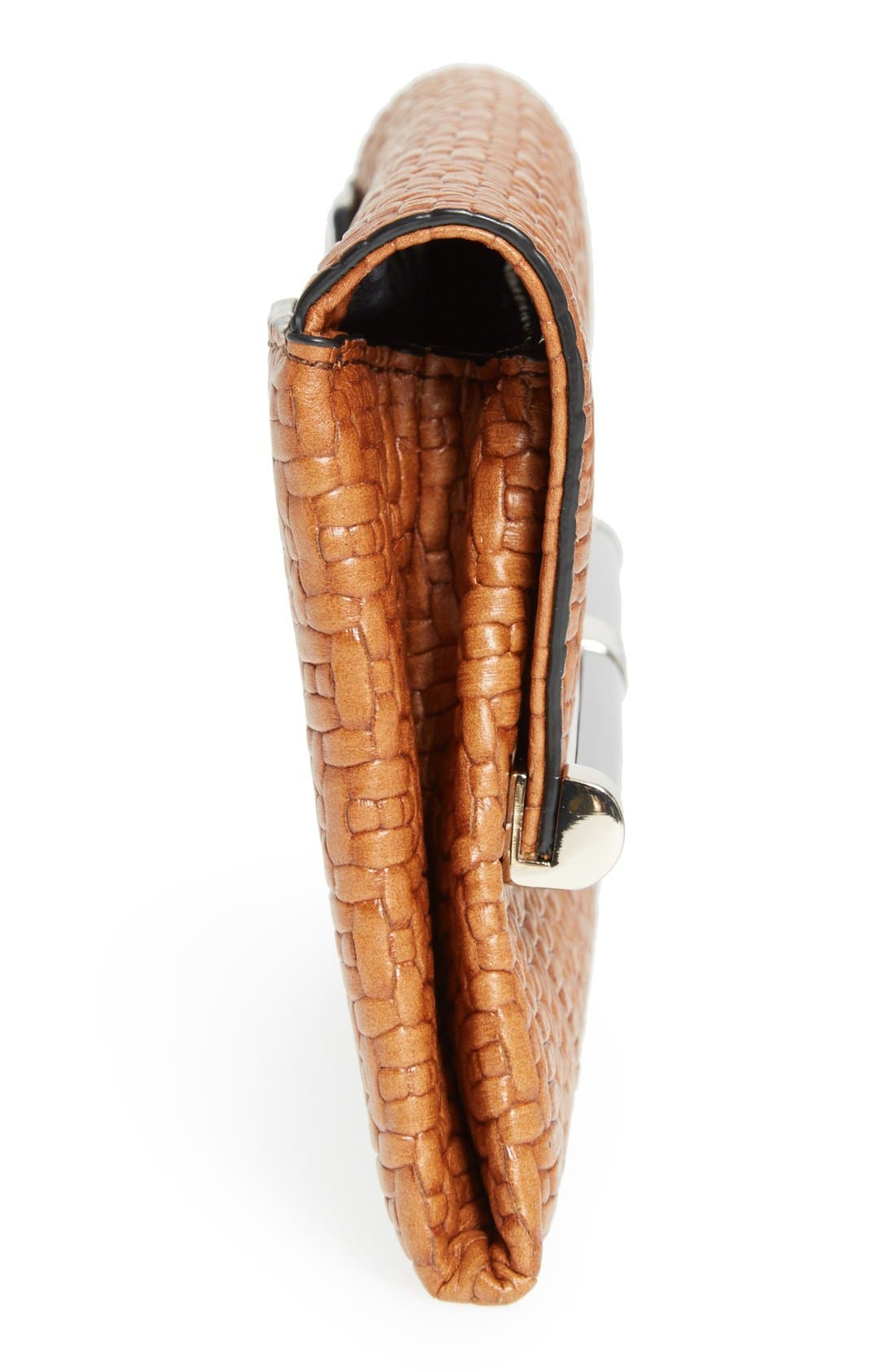 '440 - Weave' Embossed Leather Envelope Clutch, Alternate, color, LUGGAGE