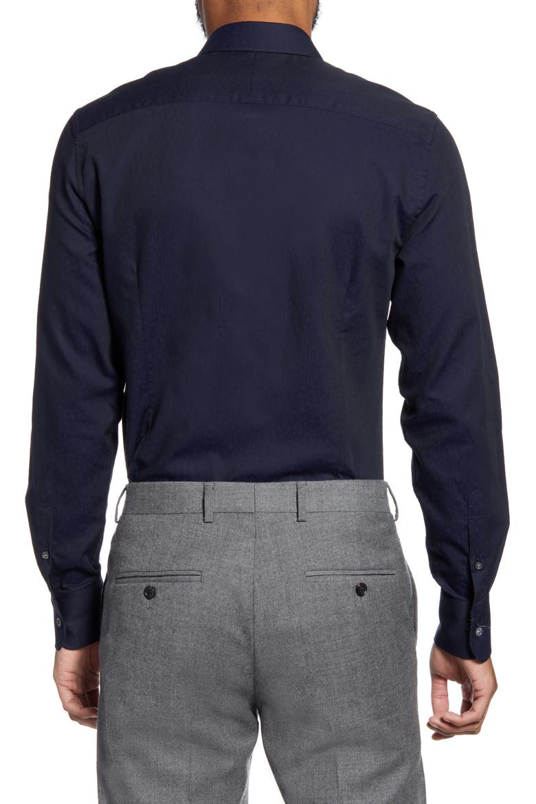 Trim Fit Dress Shirt, Alternate, color, NAVY