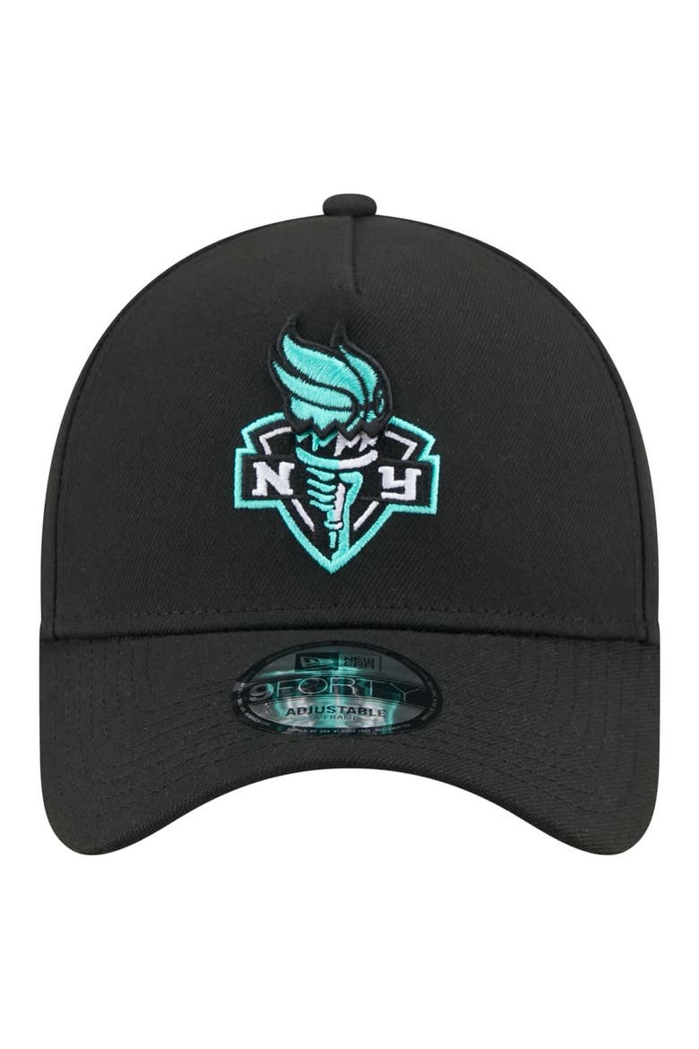 Men's New Era  Black New York Liberty Core Logo A-Frame 9FORTY Adjustable Hat, Alternate, color, Black