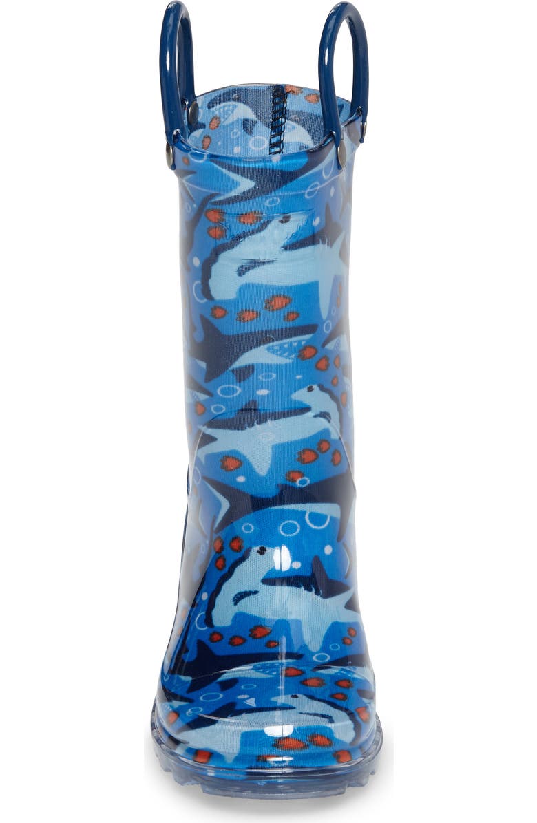 Western Chief Shark Chase Light-Up Rain Boot, Alternate, color, Blue