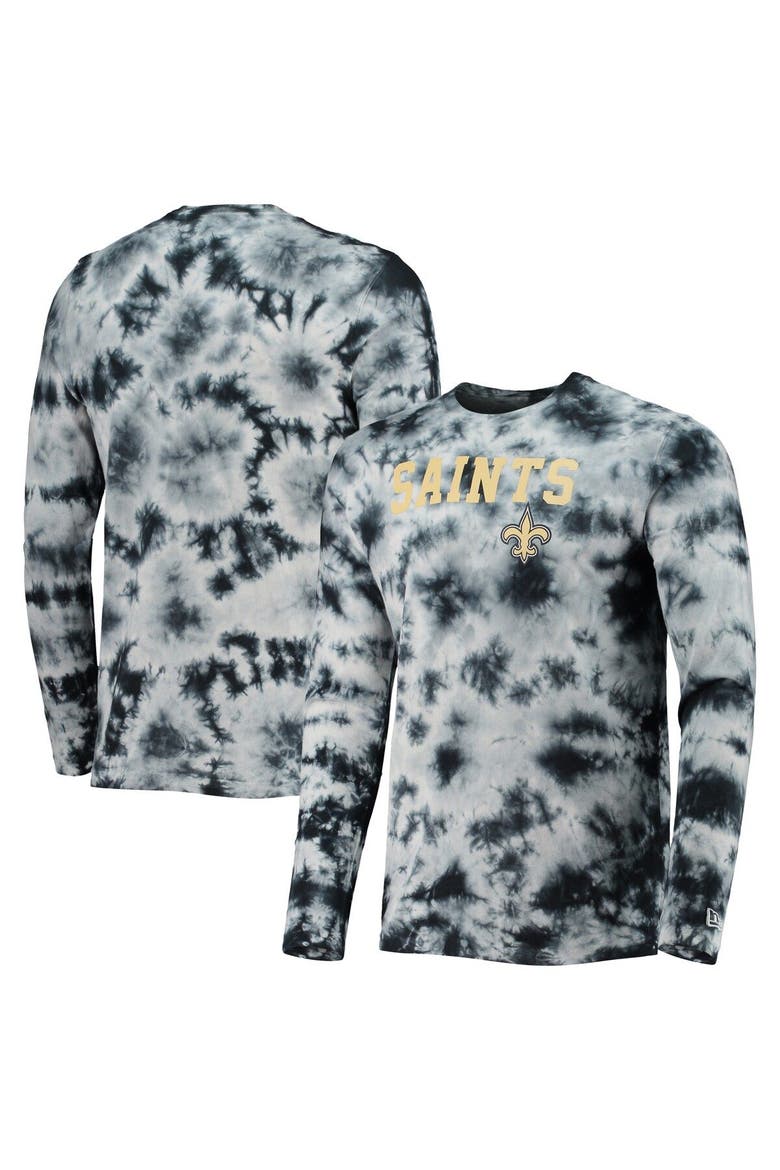 Men's New Era Black New Orleans Saints Tie-Dye Long Sleeve T-Shirt, Main, color, Black
