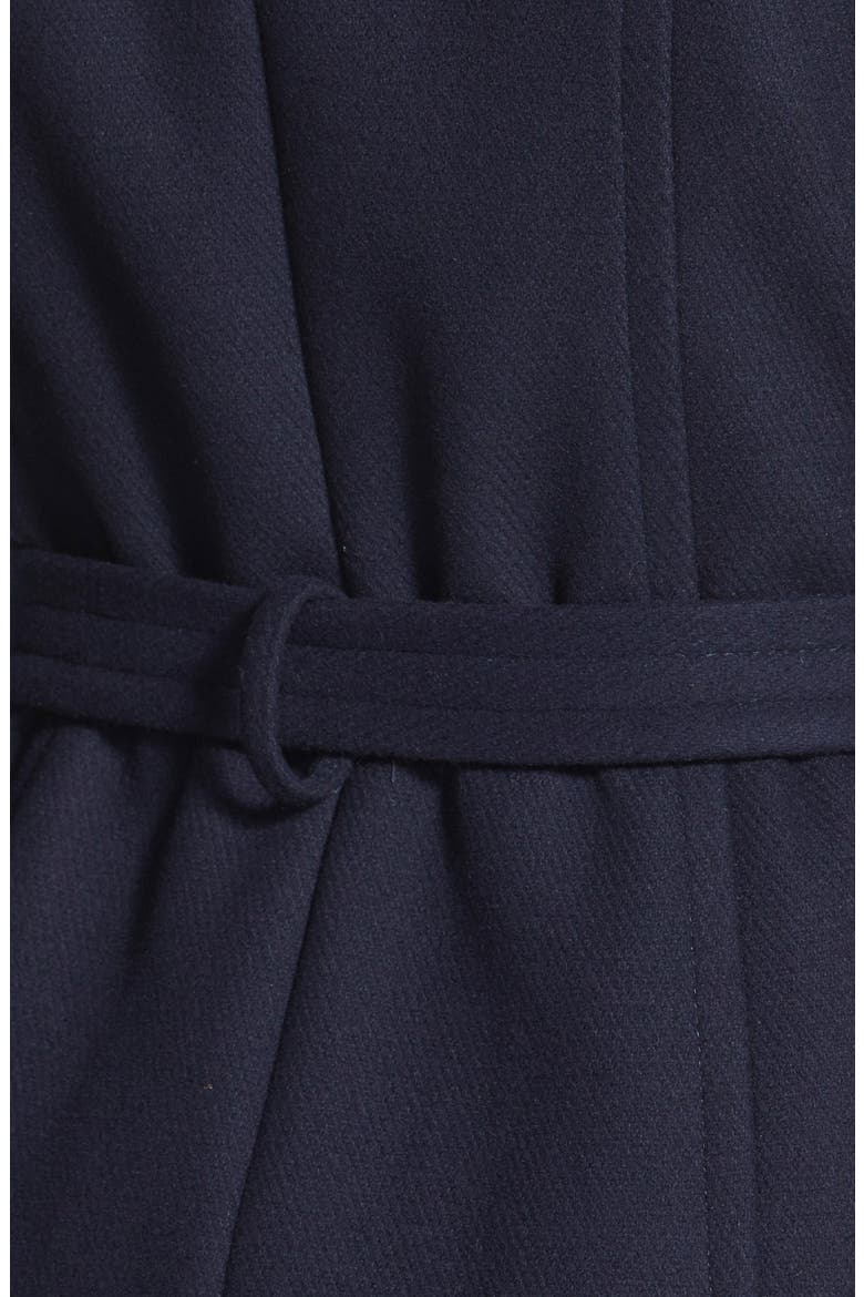 'India' Stand Collar Belted Wool Blend Coat, Alternate, color, MIDNIGHT