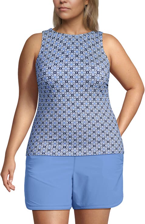 Plus Size High Neck UPF 50 Sun Protection Modest Tankini Swimsuit Top