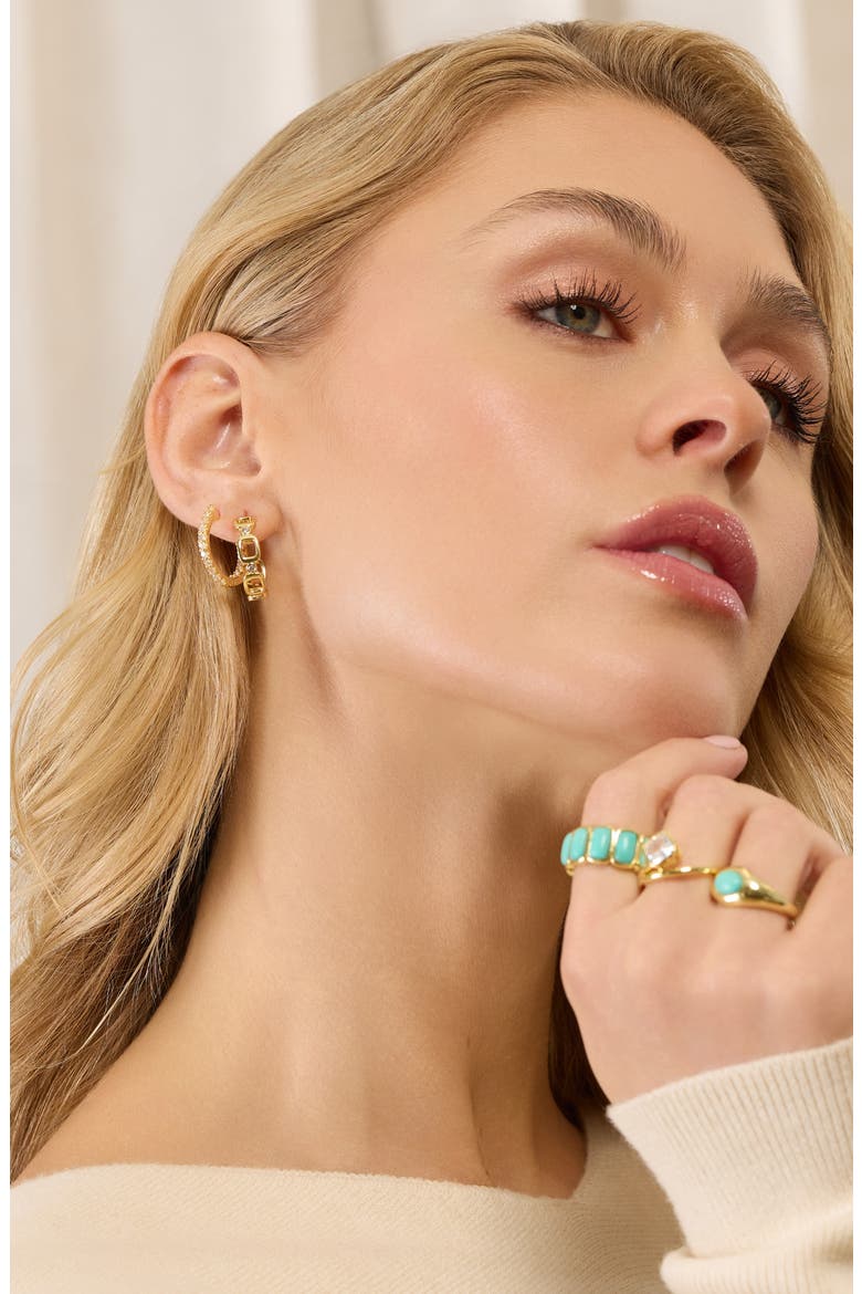 Modern Muse CZ In & Out Huggie Hoop Earrings, Alternate, color, GOLD
