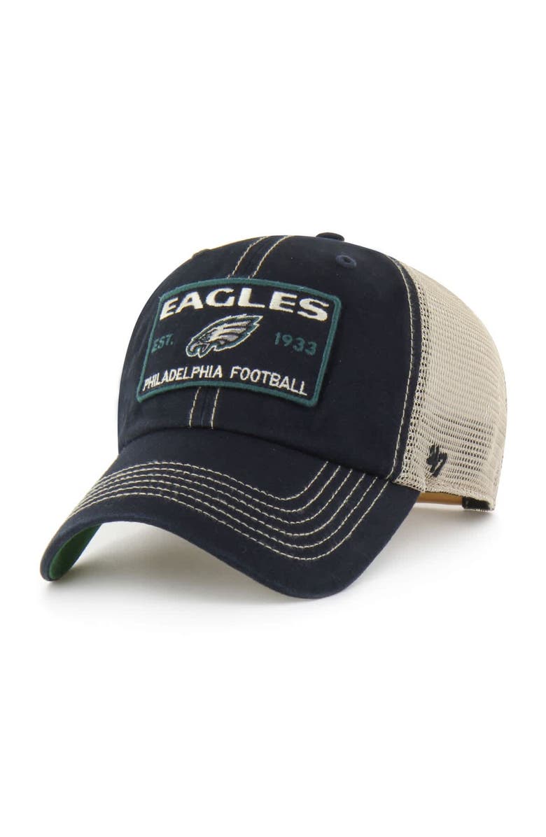 '47 Men's '47  Black Philadelphia Eagles Wabash Trucker Clean Up Adjustable Hat, Main, color, 